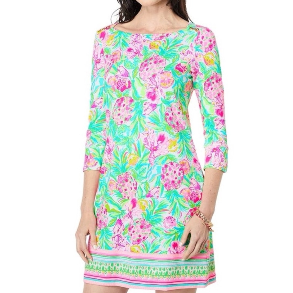 Lilly Pulitzer UPF 50+ Sophie Dress Resort White Pear Necessities Size L